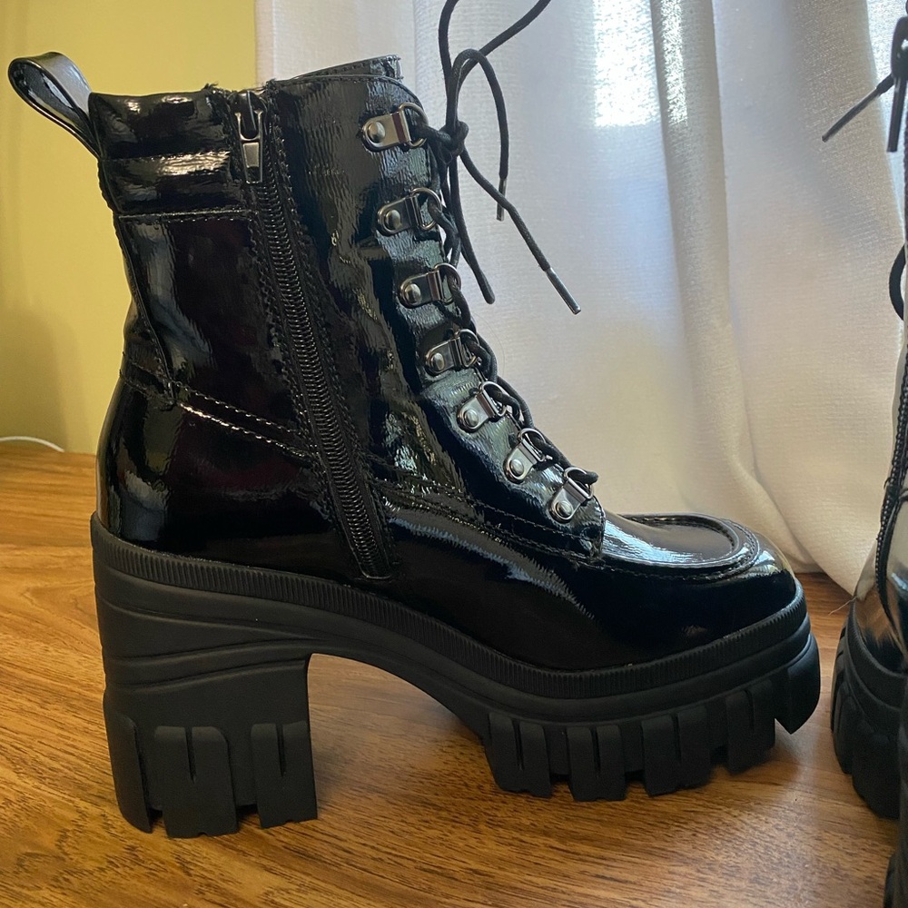 Call It Spring Black Patent Heeled Boots